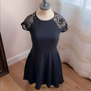 Lace detail black dress